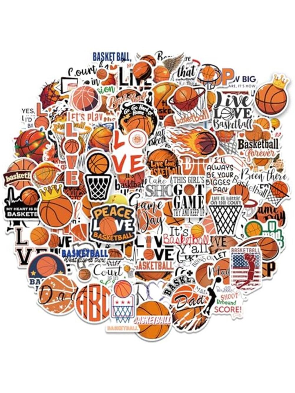 100 Pieces Basketball Stickers for Water Bottle Gifts Sports Stickers for Kids